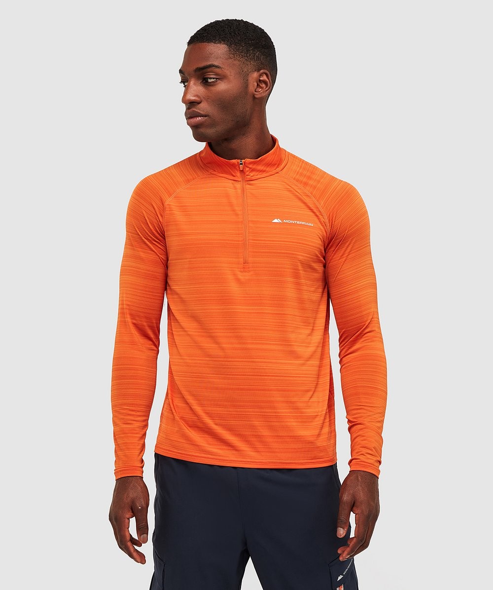 Lyder Quarter Zip Long Sleeve TShirt Rust Orange Monterrain