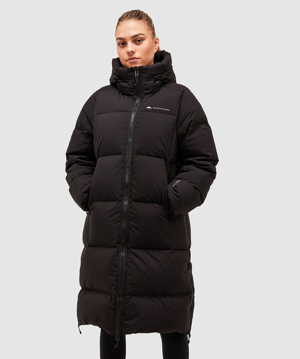 Womens Horizon Longline Puffer Jacket | Black | Monterrain