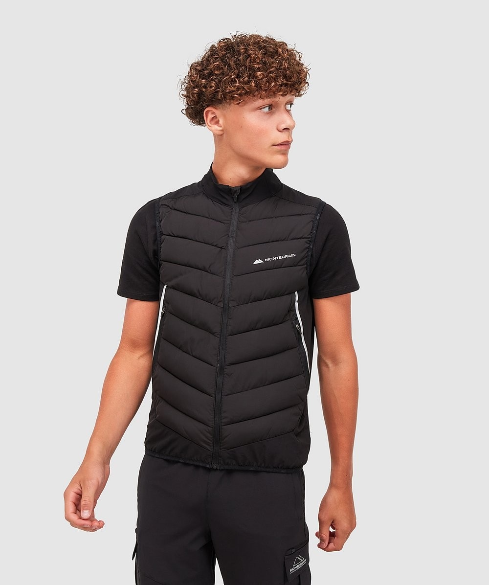 Junior Hike Hybrid Running Gilet Black / Silver Monterrain