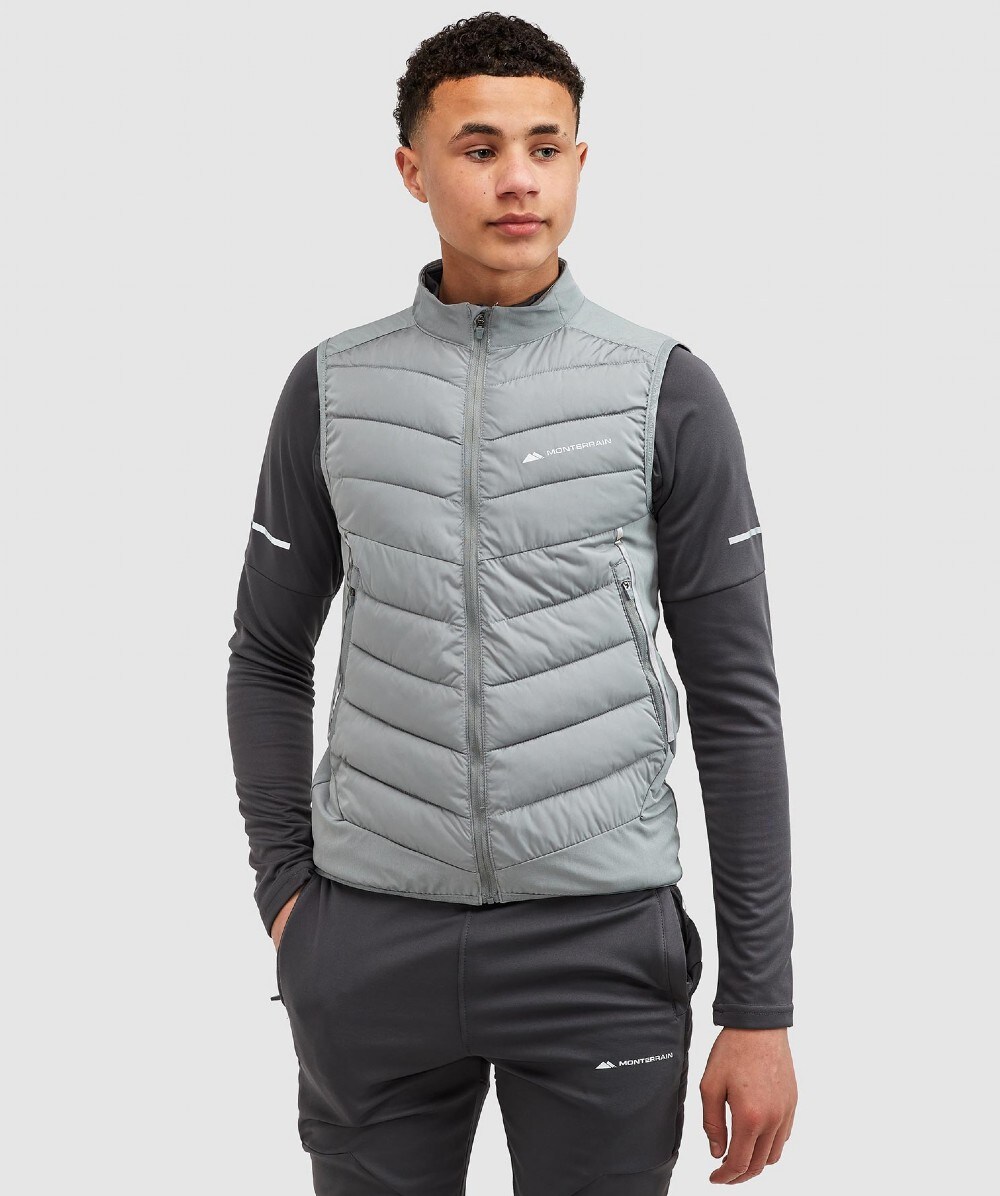 Junior Hybrid Running Gilet | Grey 