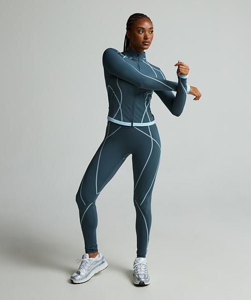 Womens Asana Long Sleeve Full Zip Top | Dark Slate / Spun Sugar