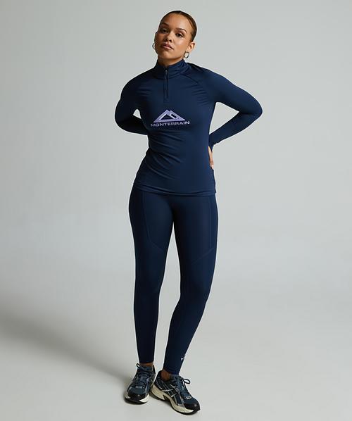 Womens Glide Quarter Zip Long Sleeve T-Shirt | Dress Blues