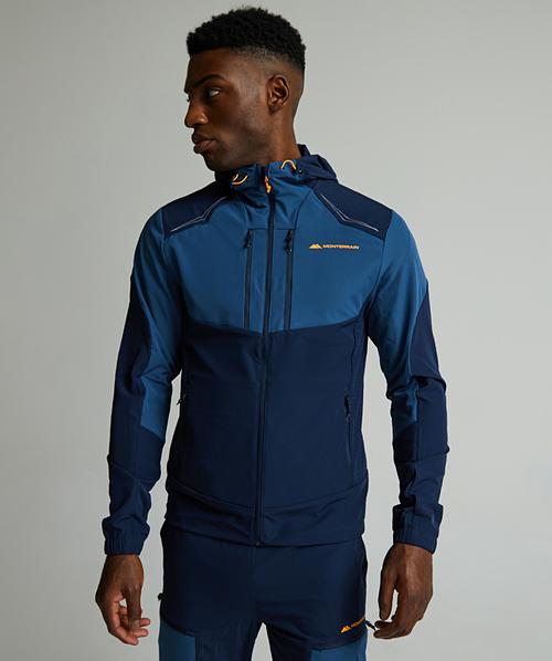 Orbit Woven Running Hoodie | Black Iris (Blue) / Ensign Blue