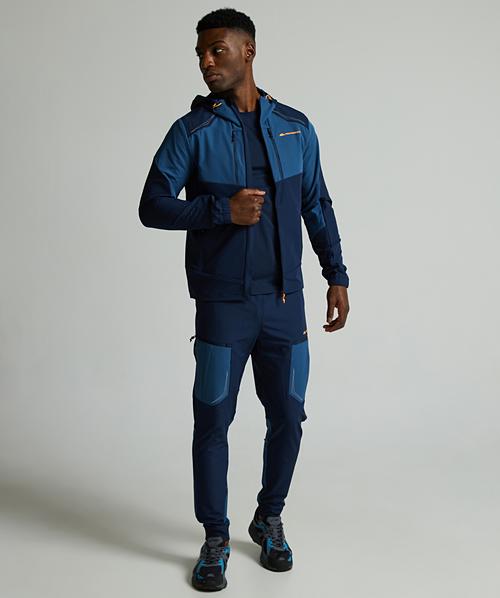 Orbit Woven Running Hoodie | Black Iris (Blue) / Ensign Blue