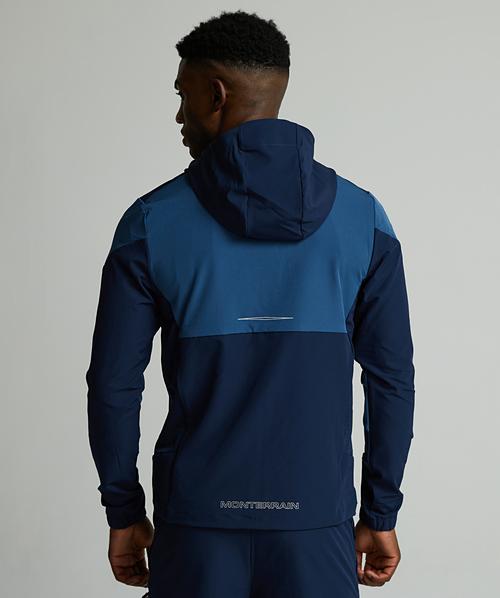 Orbit Woven Running Hoodie | Black Iris (Blue) / Ensign Blue