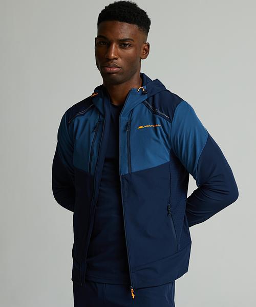 Orbit Woven Running Hoodie | Black Iris (Blue) / Ensign Blue