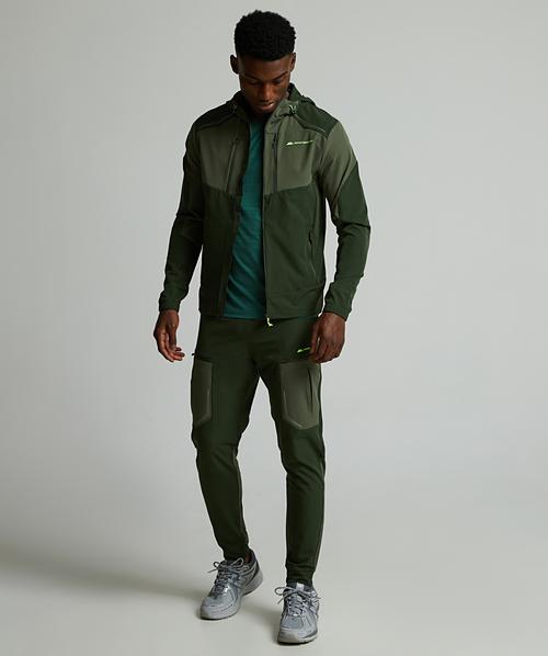 レインボウ Orbit Woven Running Hoodie | Kombu Green / Beetle / Volt | Monterrain