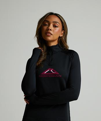 Womens Glide Quarter Zip Long Sleeve T-Shirt | Dark Slate / Spun